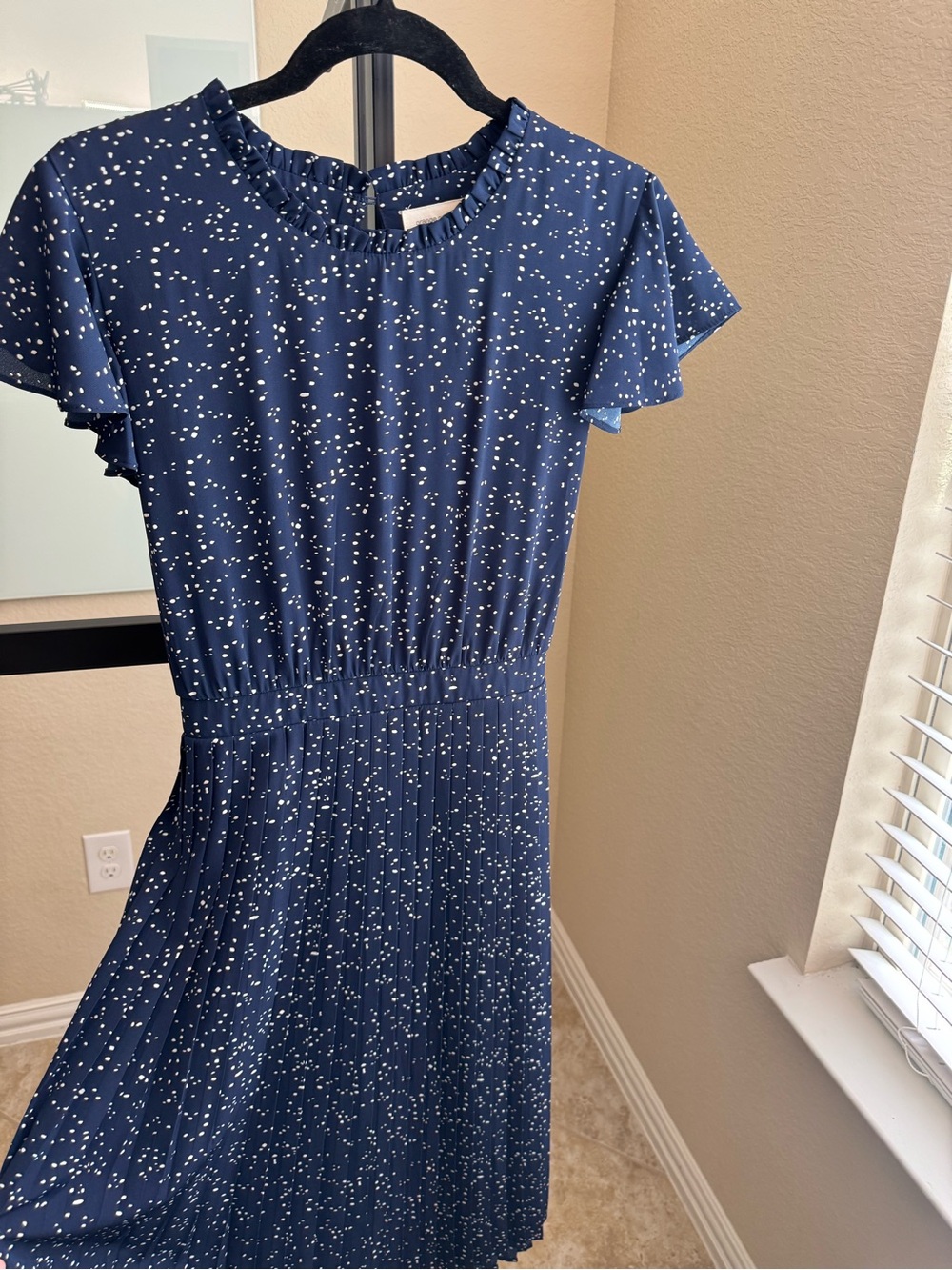 orange creek Navy Blue Midi Dress with White Speckle Print